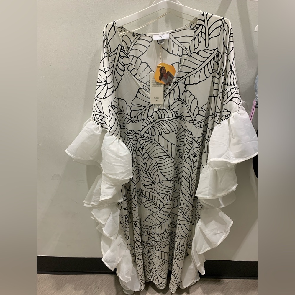 Black & White Craftan Print Dress/Coverup